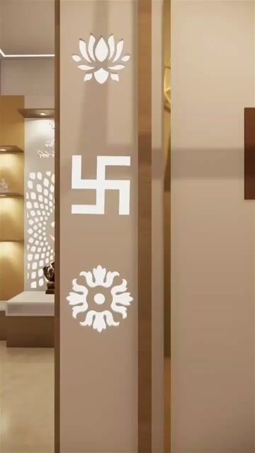 Chic Pooja Room With Stylish Gold Laminates | Material Depot