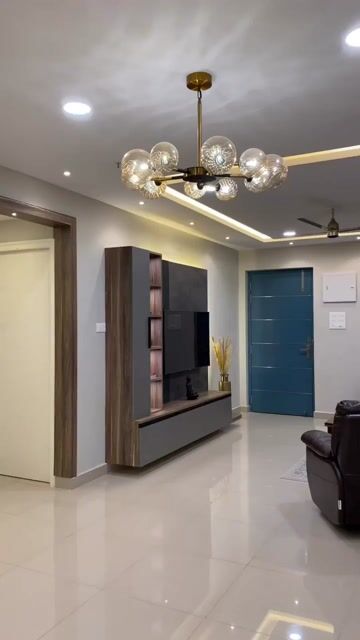 Designer Tv Units With Dark Grey Tiles | Material Depot
