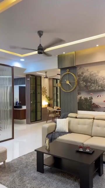 Minimalist home interiors with modern wallpapers and grey louvers | Material Depot